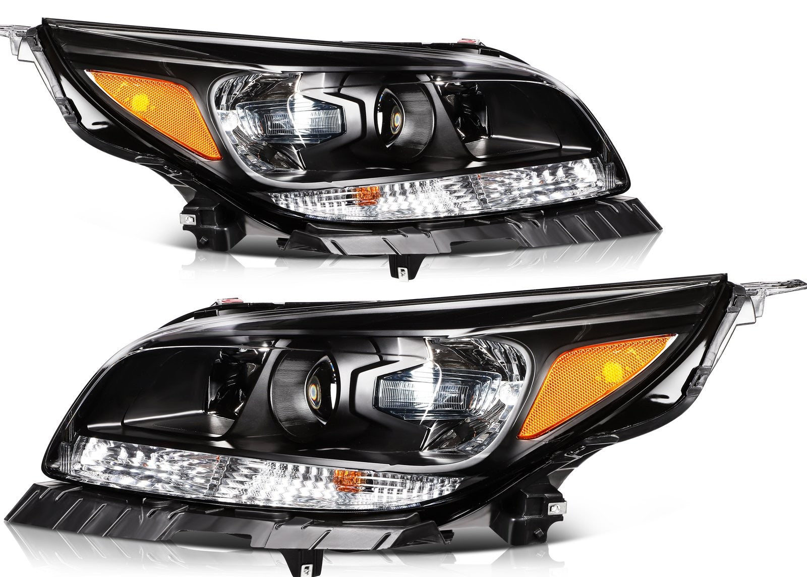 ECCPP Headlights Assembly For Chevrolet Malibu 2013-2015 Pair Kit Black Amber 6B93BC-57