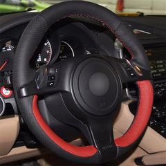 Top Leather Steering Wheel Hand-stitch on Wrap Cover For Porsche Panamera 2010