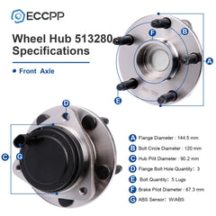 1Pc Wheel Hub Bearing Front For 2011-2013 Chevrolet Caprice 2008 2009 Pontiac G8 6B93BC-57