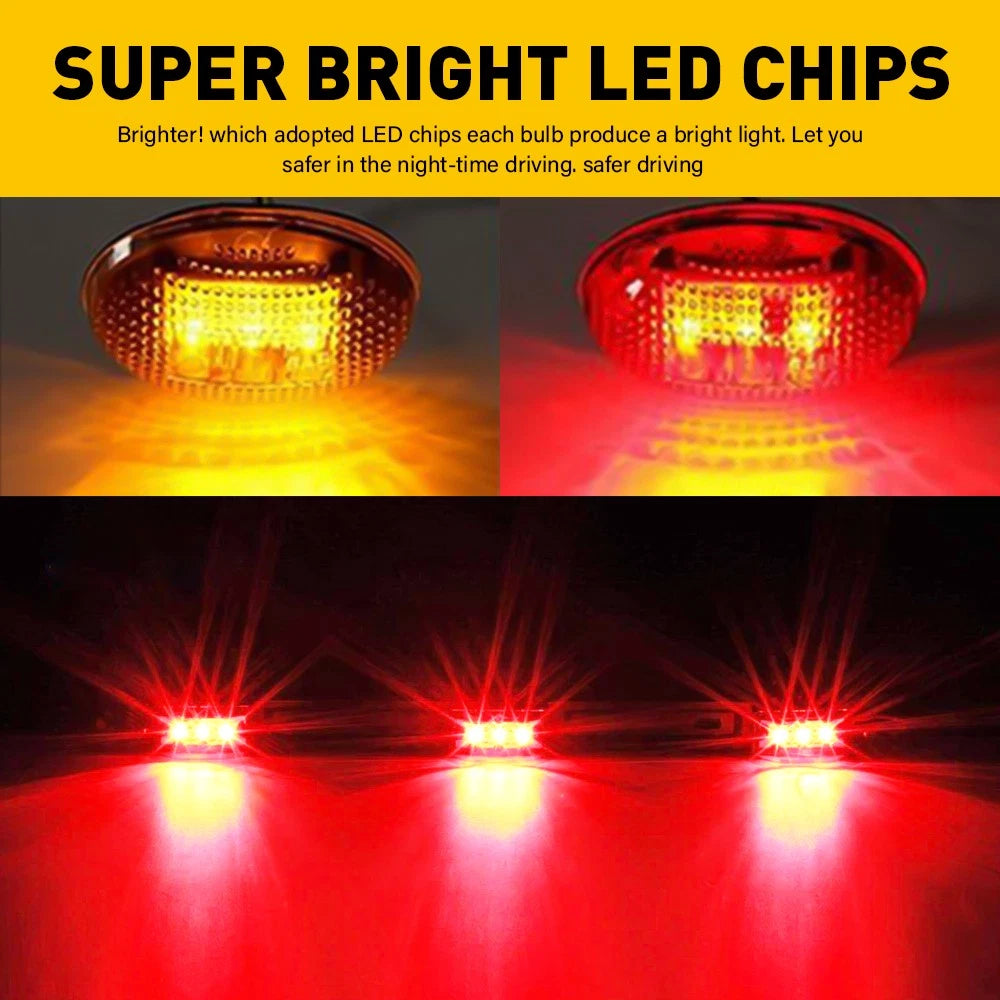 For 99-10 Ford F350 Red Amber LED Dually Fender Marker Lights w/ ID Tail Light 6B93BC-57