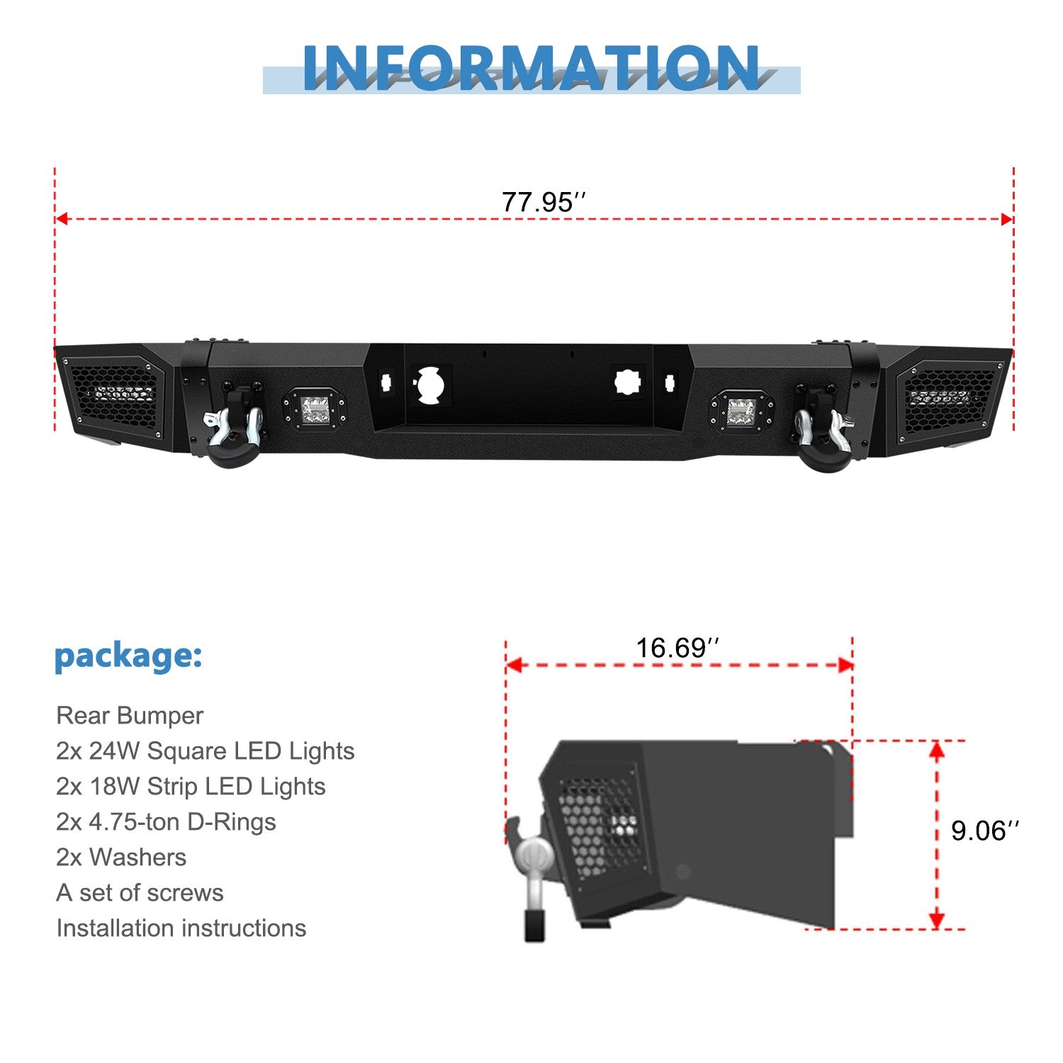 For 2011-2014 Chevy Silverado 2500 3500 HD Complete Steel Rear Bumper Assembly 6B93BC-57