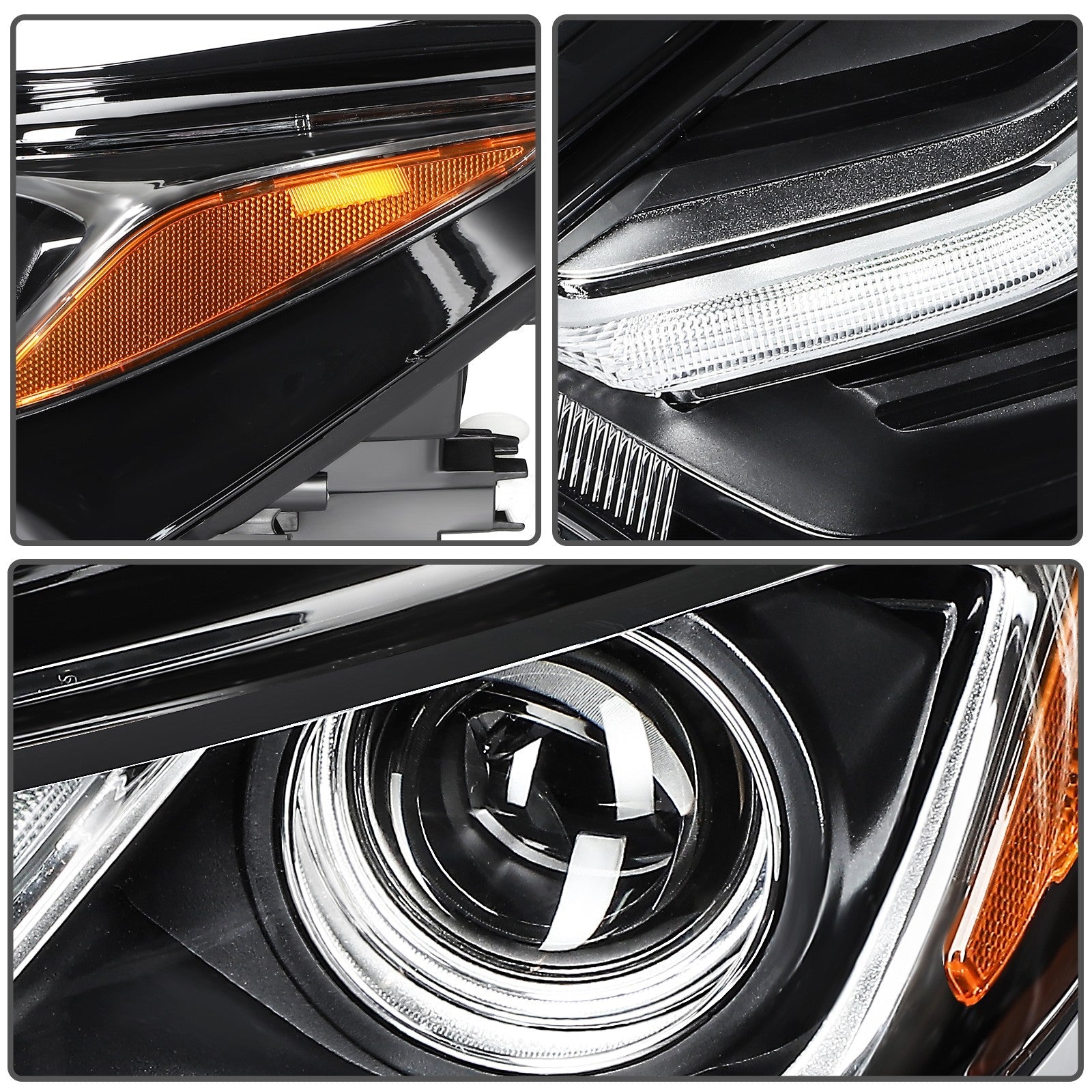 Pair Kit Halogen Headlights Assembly For 2018-2020 Chevrolet Equinox Black Amber 6B93BC-57
