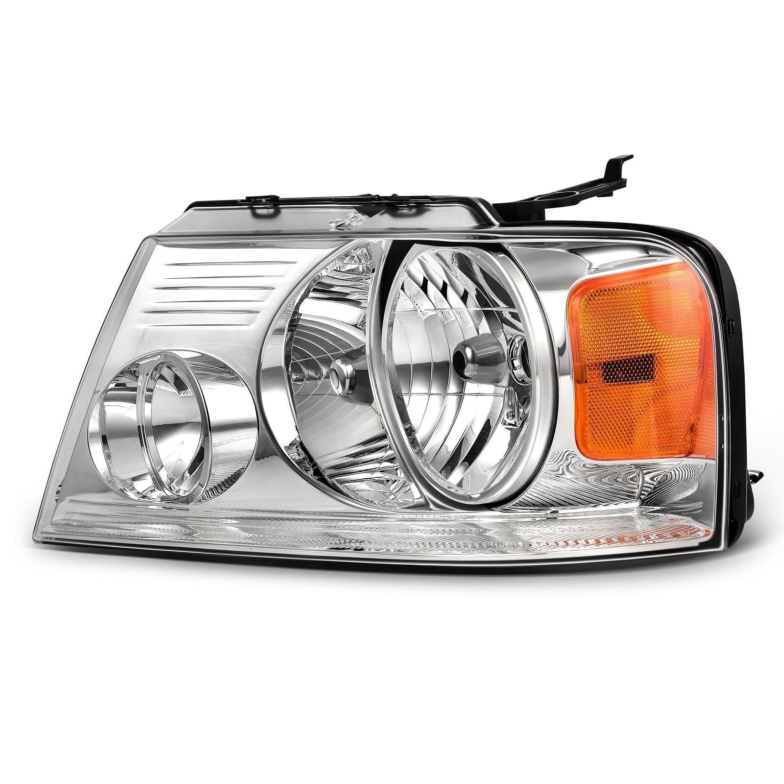 Pair Kit Halogon Headlights Assembly For 2004-2008 Ford F-150 Chrome Amber 6B93BC-57