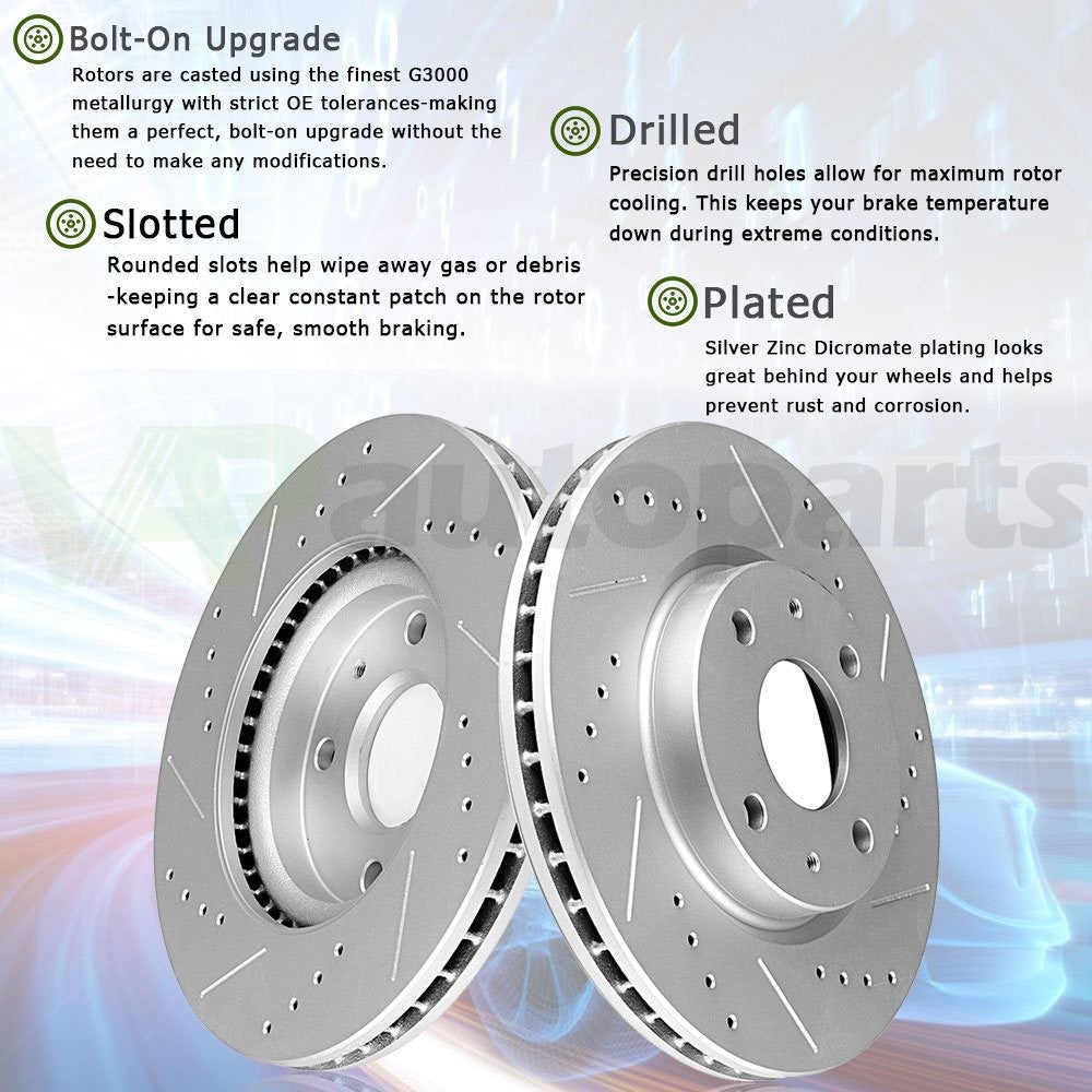 Rear Brake Rotors Ceramic Pads For Chevrolet Tahoe GMC Yukon Sierra Drilled Slot KOEEP