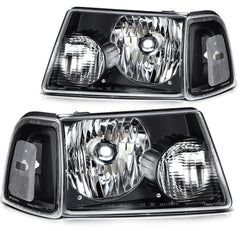 Pair Kit Halogon Black Headlights Assembly For 2001-2011 Ford Ranger Black 6B93BC-57