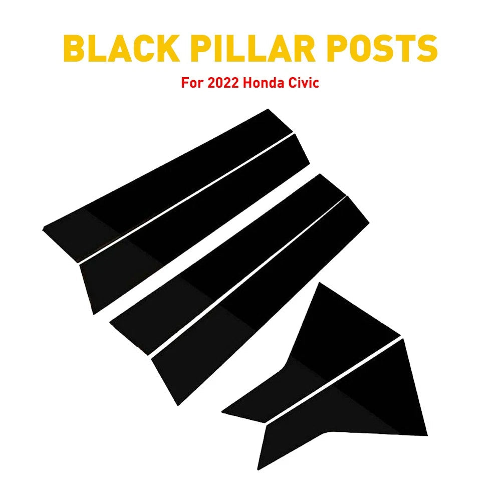 Window Posts Pillar Gloss Black Cover Door Trims for Honda Civic 11th Sedan 2022 6B93BC-57