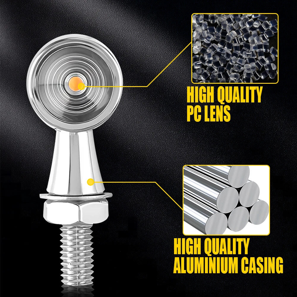 Mini Motorcycle LED Bullet Turn Signal Blinker Light Indicator Amber Chrome 2X A 6B93BC-57