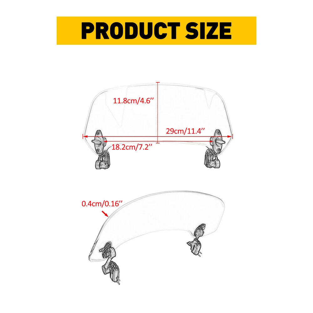 Motorcycle Clip On Windshield Wind screen Deflector Extension Spoiler USEOA 6B93BC-57