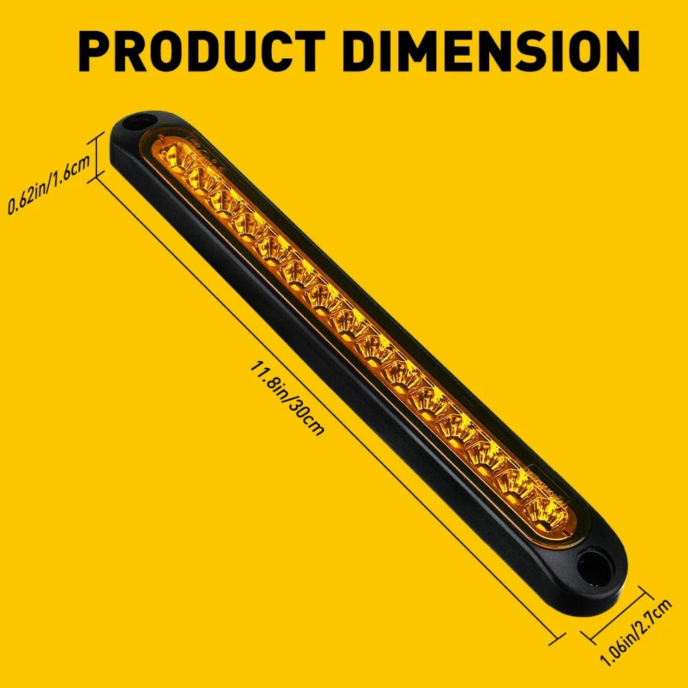 2X LED Amber Strip Truck Trailer Stop Tail Flowing Turn Signal Brake Light Bar 6B93BC-57