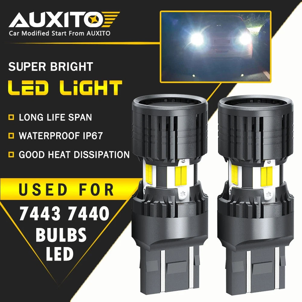 AUXITO 7443 7440 LED TURN SIGNAL Reverse LIGHT BULBS SUPER BRIGHT WHITE 4KP8 EOA AUXITO