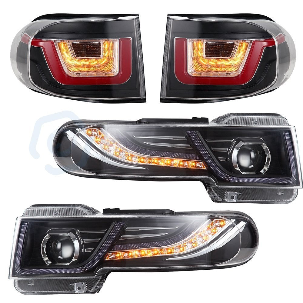Pair Kit LED Headlights Assembly For 2007-2014 Toyota FJ Cruiser 4.0L Black KOEEP