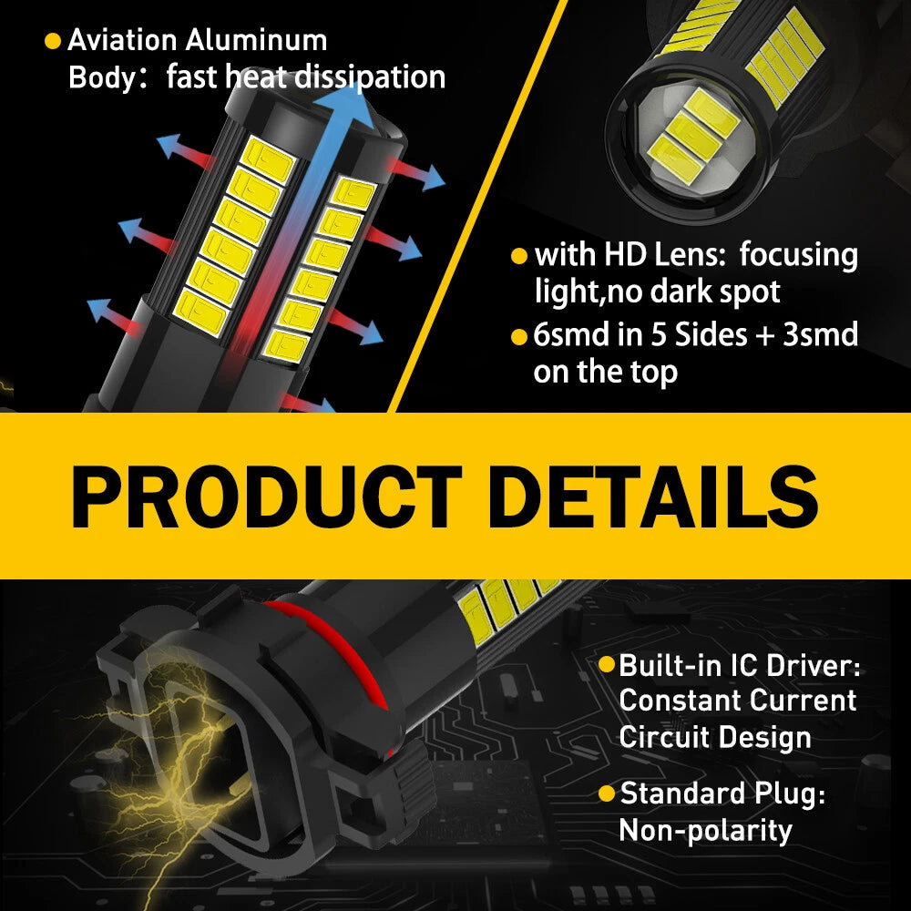 2x AUXITO PSX24W LED Fog Light Super Bright 2504 6500K Halogen Replacement Lamps AUXITO