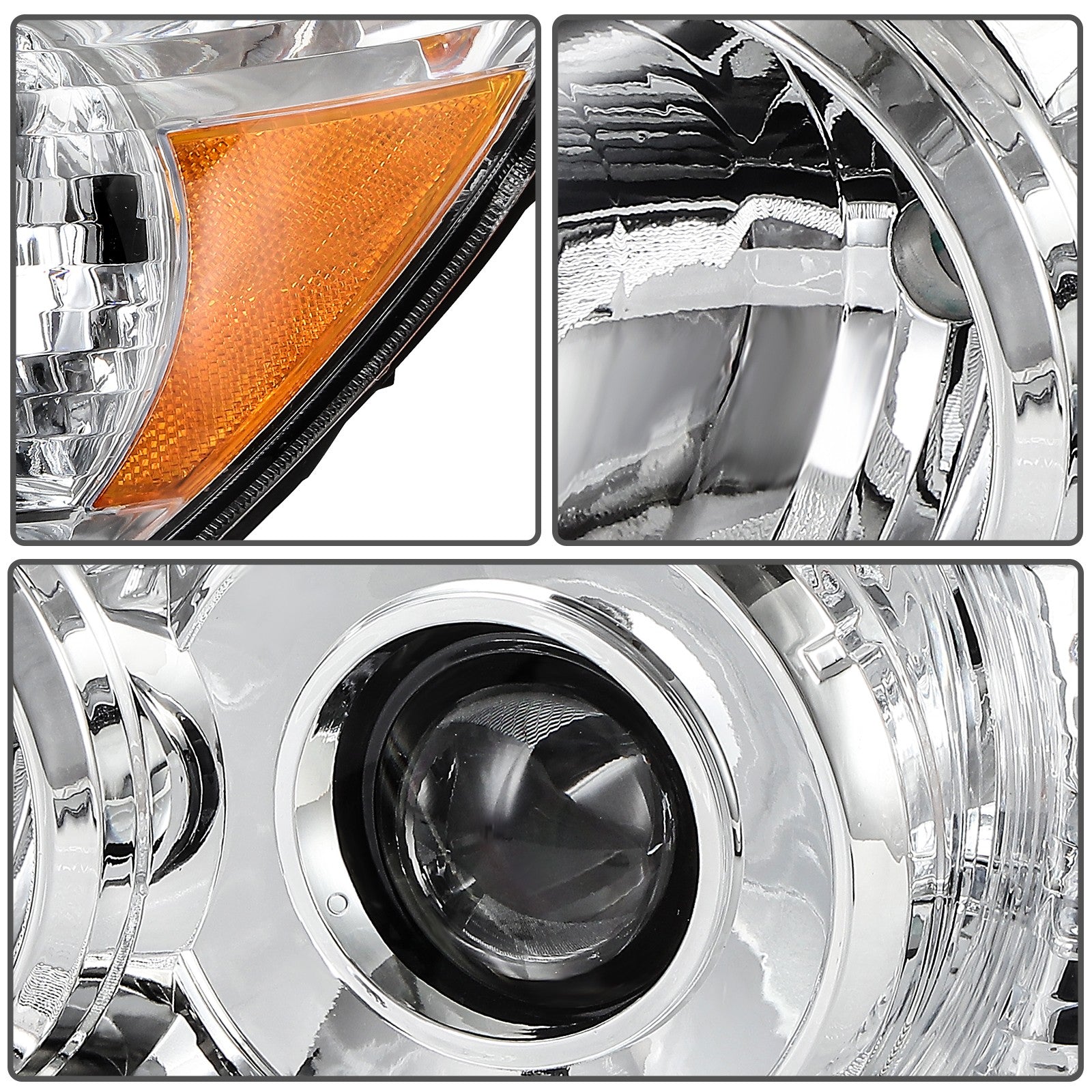 Pair Kit Halogen Headlights Assembly For 2006-2009 Toyota 4Runner Chrome Amber 6B93BC-57