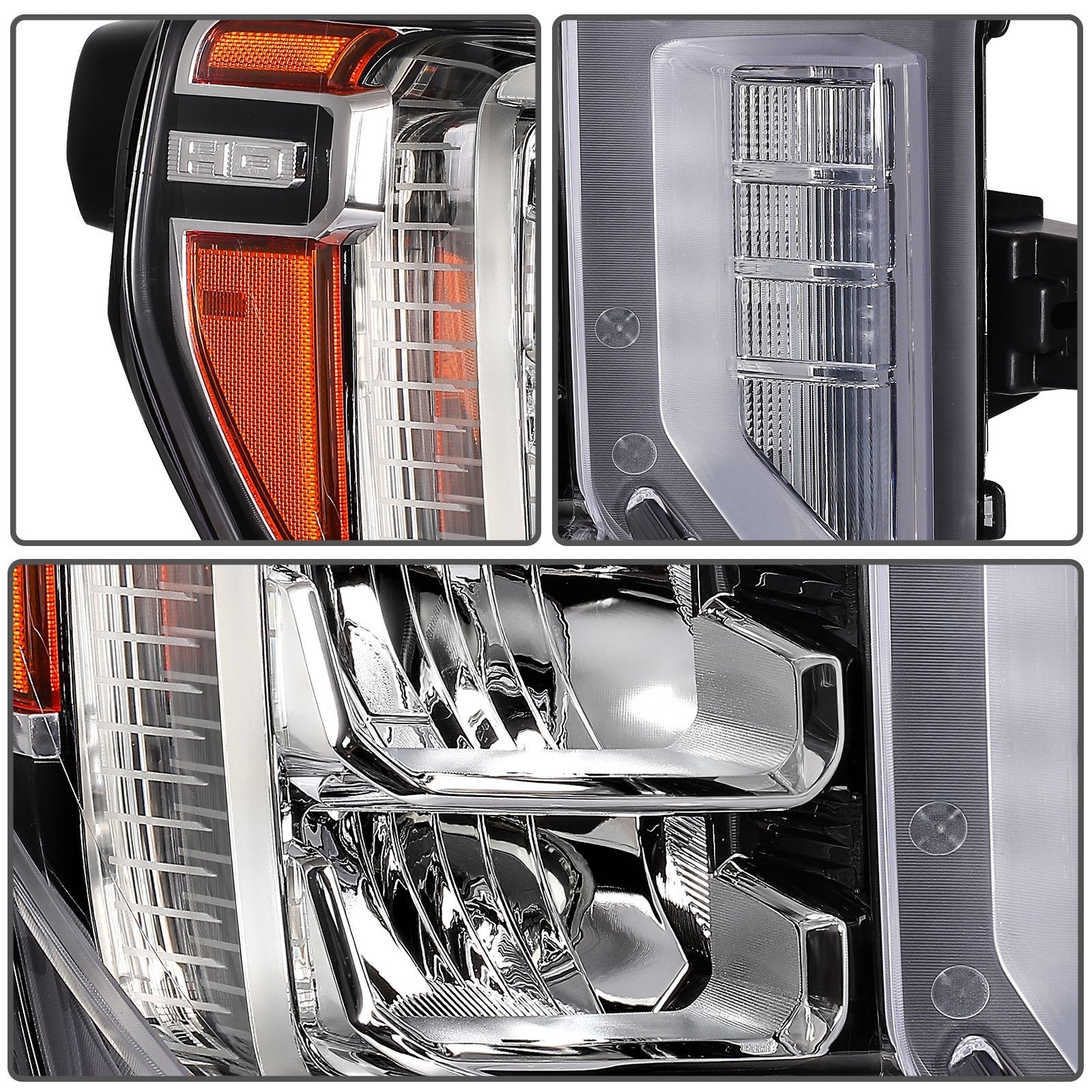 Pair Kit LED Headlights For 2020-2023 GMC Sierra 2500HD 3500HD 6.6L Black Amber 6B93BC-57