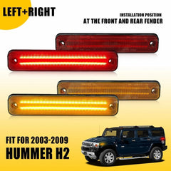 For 2003-2009 Hummer H2 Amber Red Front Rear LED Side Marker Light Sealed 4PCS A 6B93BC-57