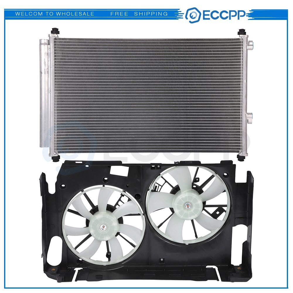 Electric AC Condenser Cooling Fan Kit For 2006 2007 2008 2009-2012 Toyota RAV4 6B93BC-57