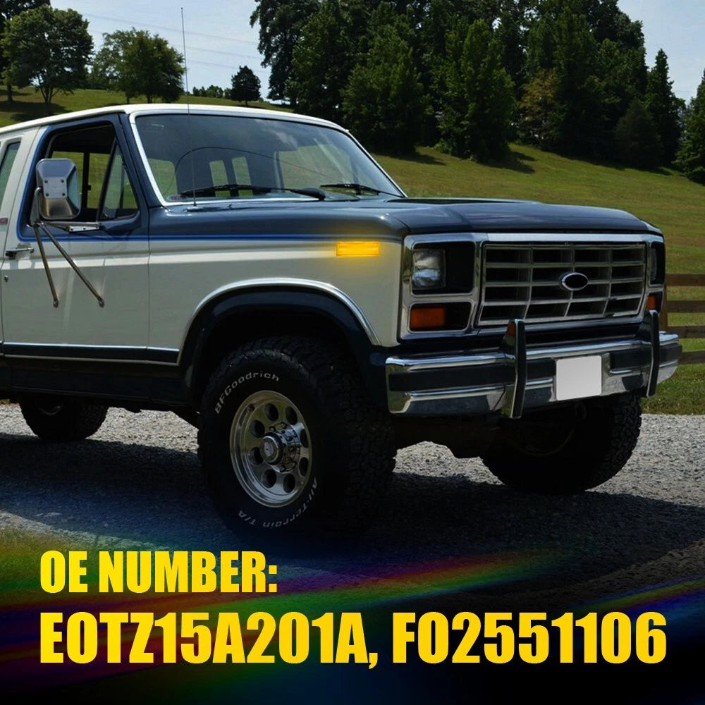 For 1980-86 Ford BRONCO F150 F250 F350 Front Side Amber Fender LED Marker Lights 6B93BC-57