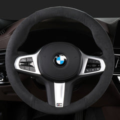 All Black Suede Leather Steering Wheel Hand-stitch on Wrap Cover For BMW G01 G02