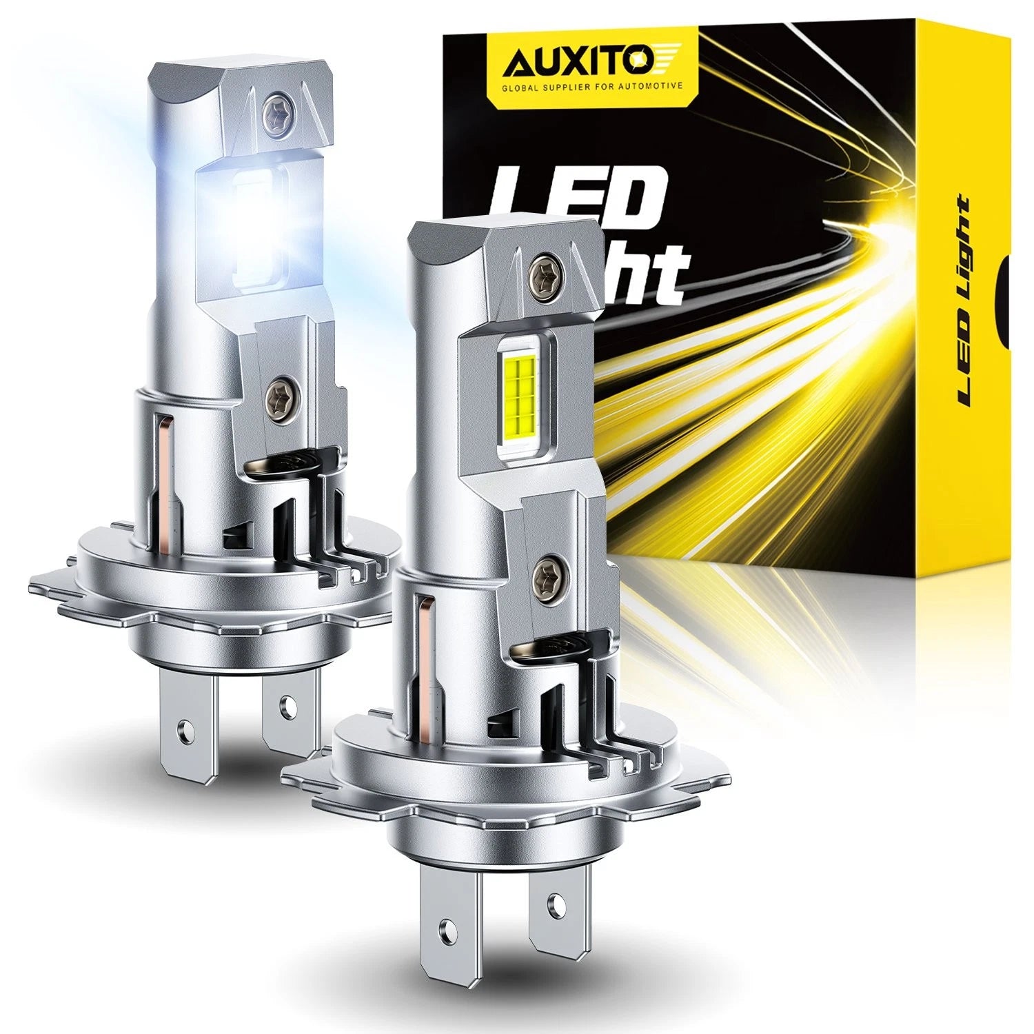 2X AUXITO H7 LED Headlight Bulb Kit High Low Beam 6500K Super White 30000LM M6S AUXITO