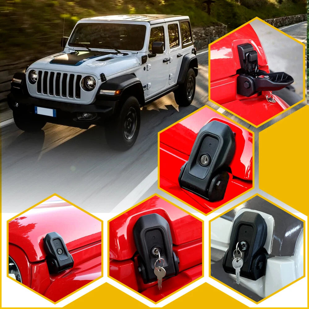 Hood Lock Latches Kit for Catch Jeep Wrangler JL Gladiator JT 2018-2024 With Key 6B93BC-57