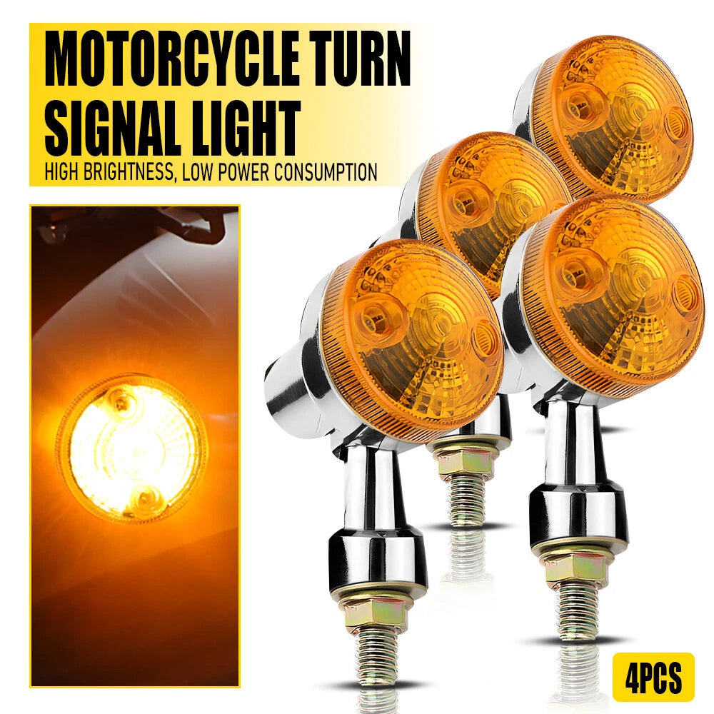 4PCS 10mm Amber Yellow Motorcycle Motorbike Turn Signal Indicator DRL Light EOA 6B93BC-57