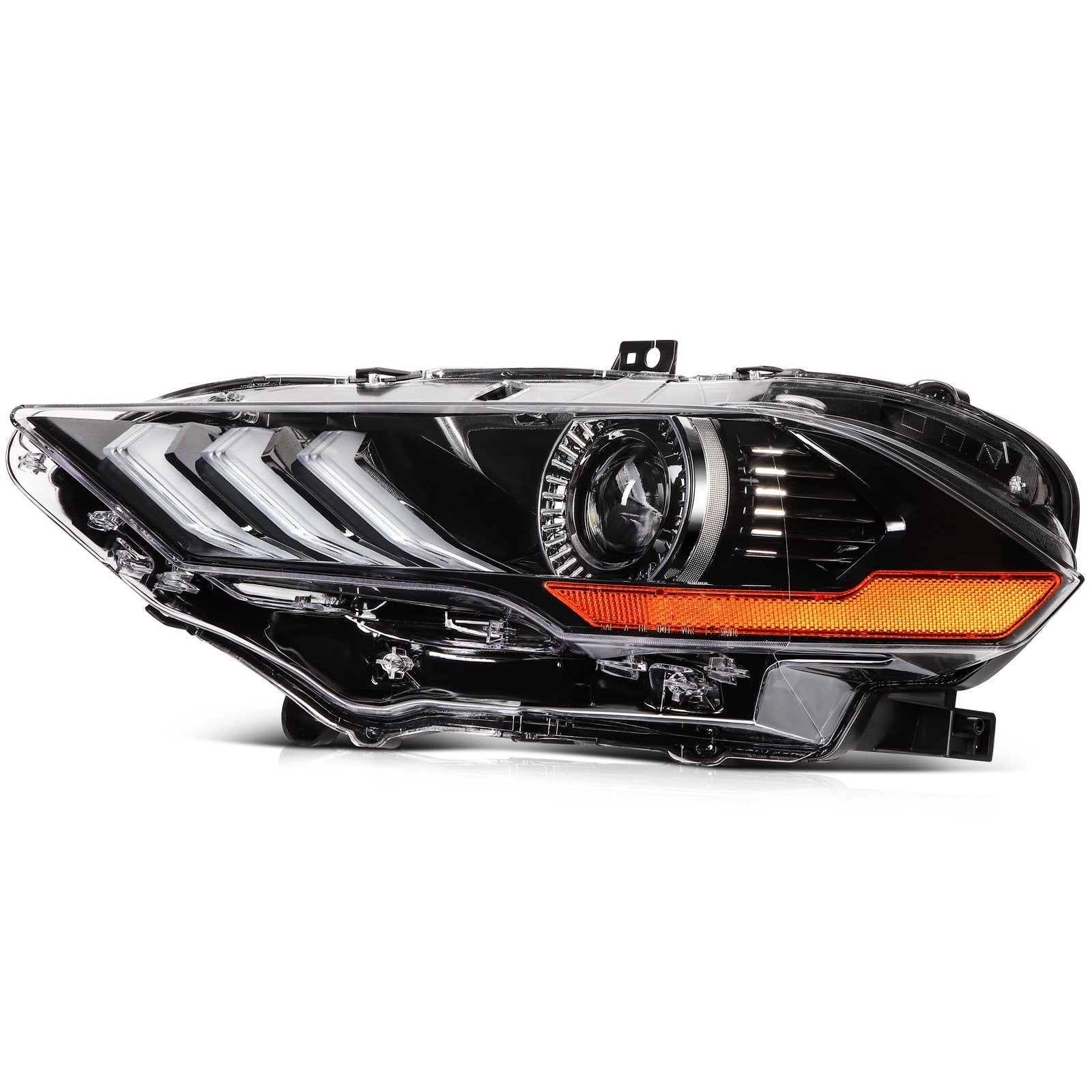 Pair Kit Full LED Headlights Assembly For 2018-2020 Ford Mustang Black Amber 6B93BC-57