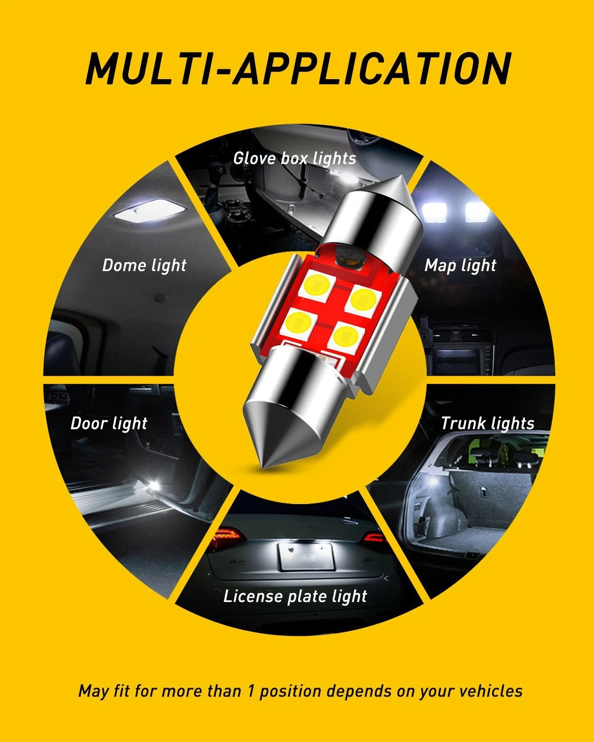 AUXITO CANBUS 4X 31MM Festoon DE3175 LED Map/Dome Interior Light Bulbs 6000K AUXITO