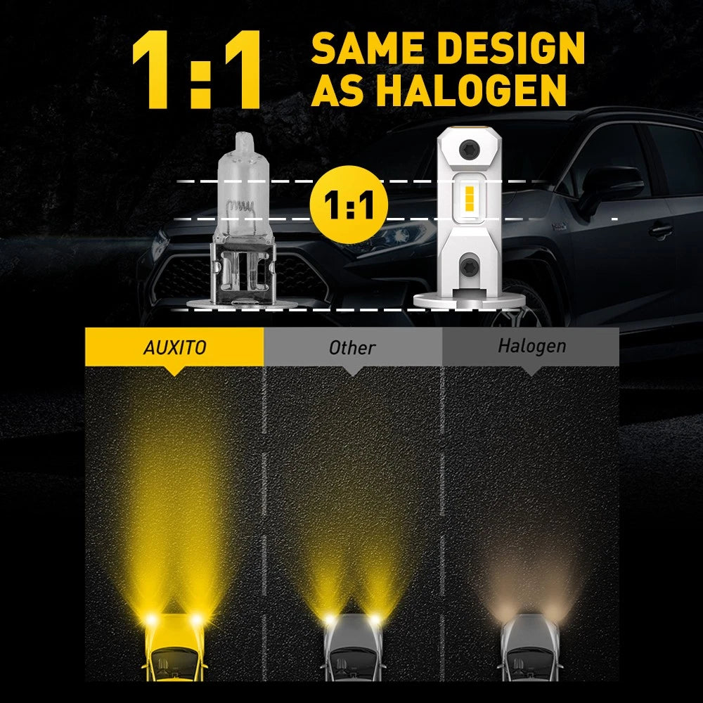 AUXITO H3 LED Fog Light Bulb Conversion Super Bright White/ Yellow Ultra Bright AUXITO