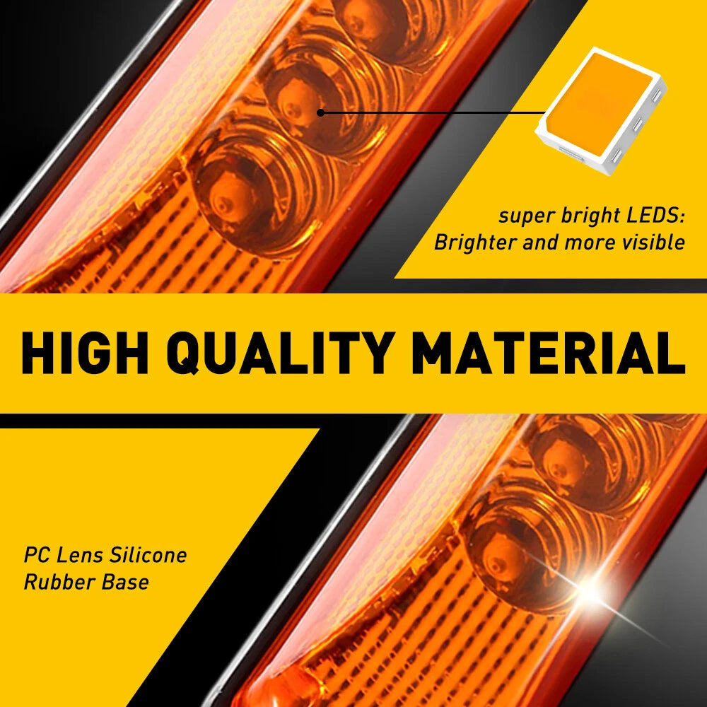4x Amber 3 LED Side Marker Clearance Lights Waterproof for Trailer Truck RV EOA 6B93BC-57