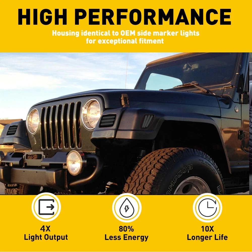 For 1997-2006 Jeep Wrangler TJ Smoke Bumper Fender Signal Side Marker Lights EOA 6B93BC-57