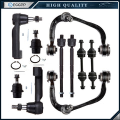 10pc Front Upper Control Arms Tie Rod Ends Sway Bar For 2009-2014 FORD F-150 4WD