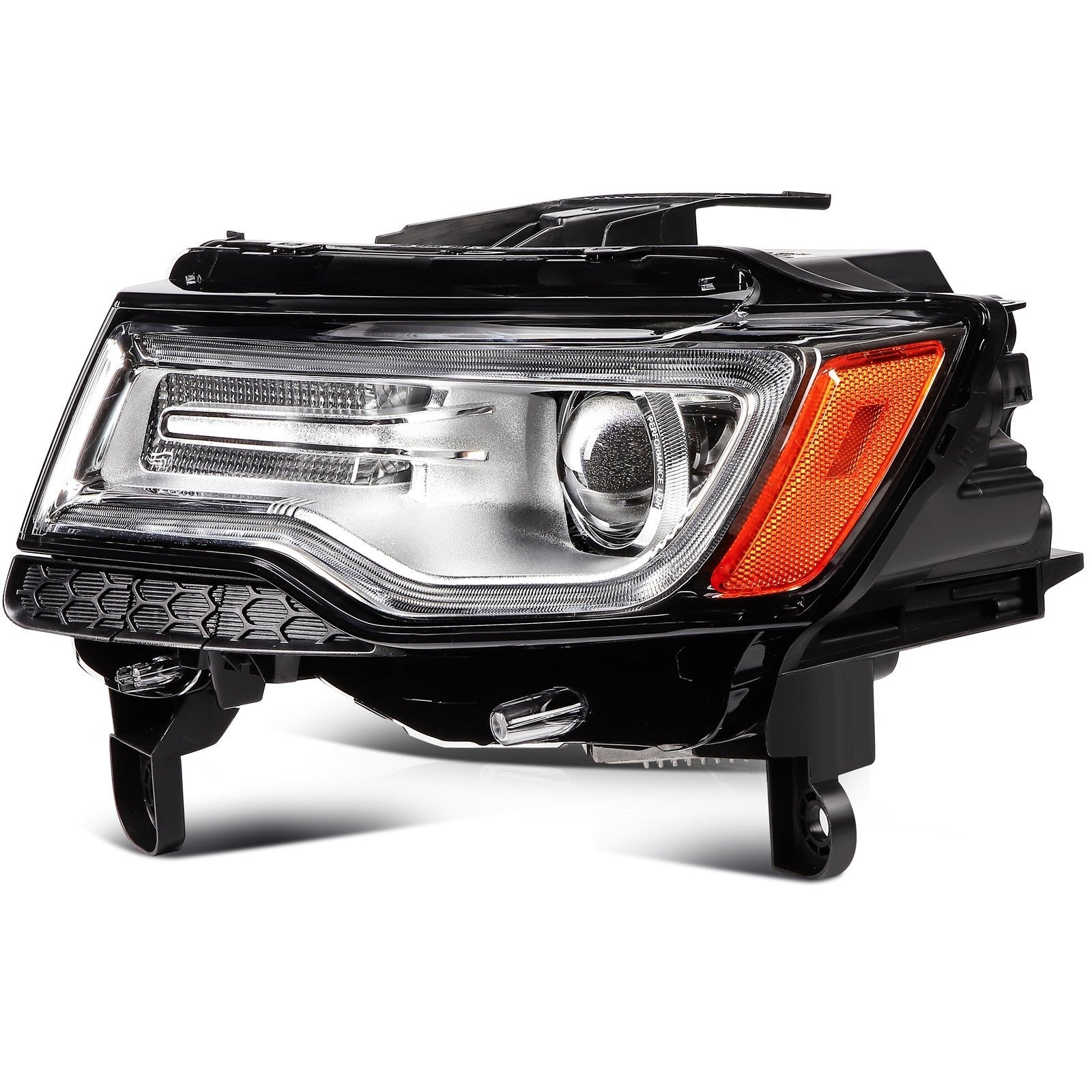 ECCPP Headlights Assembly For Jeep Grand Cherokee 2014-2016 Pair Kit Black Amber 6B93BC-57