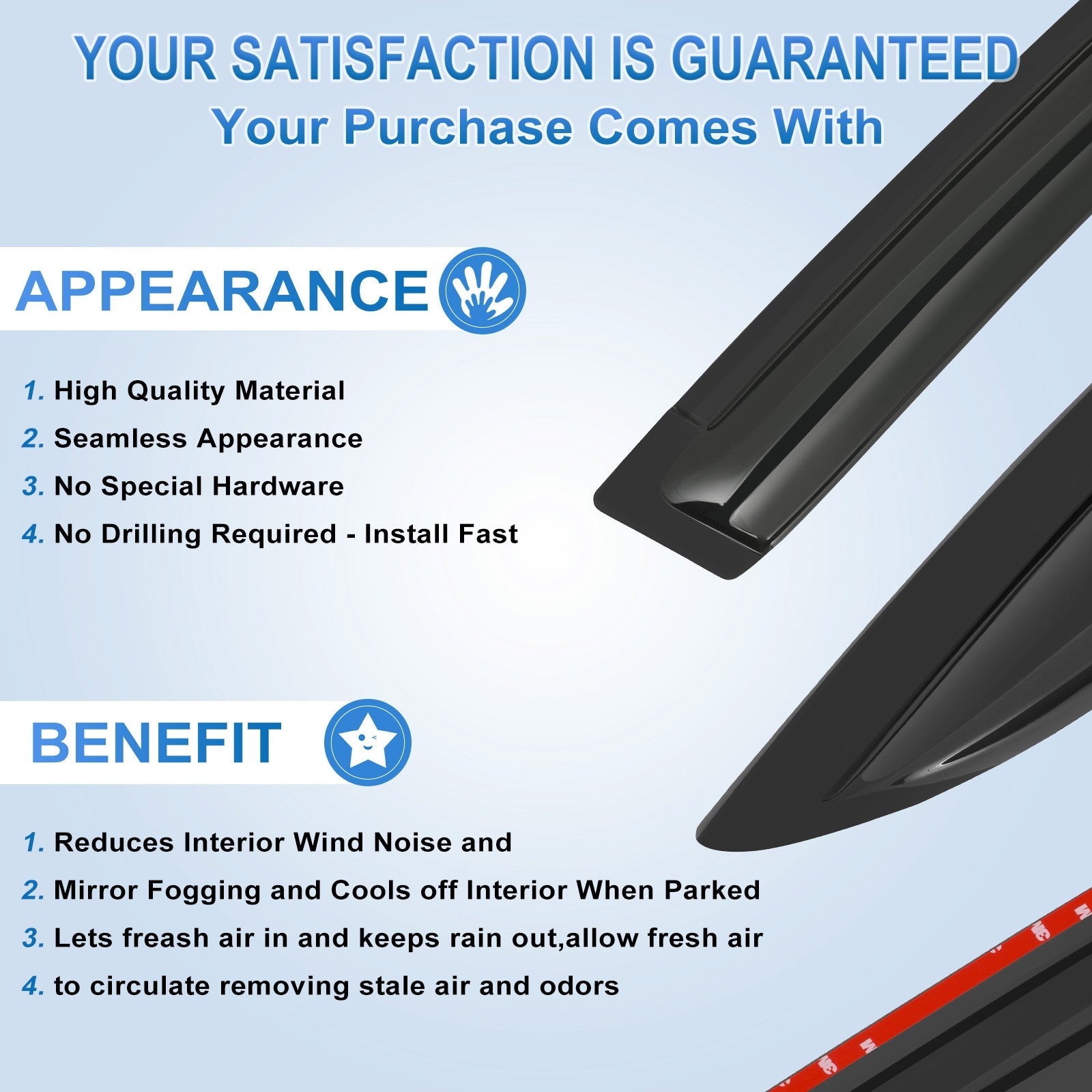 Window Visors Vent Rain Shades Sun Guards Deflectors For 12-15 Honda Civic Sedan 6B93BC-57