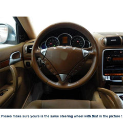 Steering Wheel Wrap For Porsche Cayenne S 03-10 Black Perforated Leather Cover