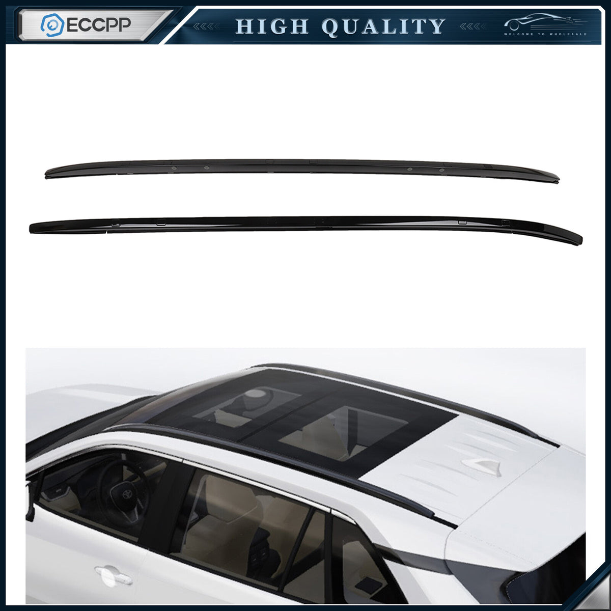 2pcs Light Black Roof Side Rack For 2017-2019 Mazda CX-5 Roof Rack Aluminum