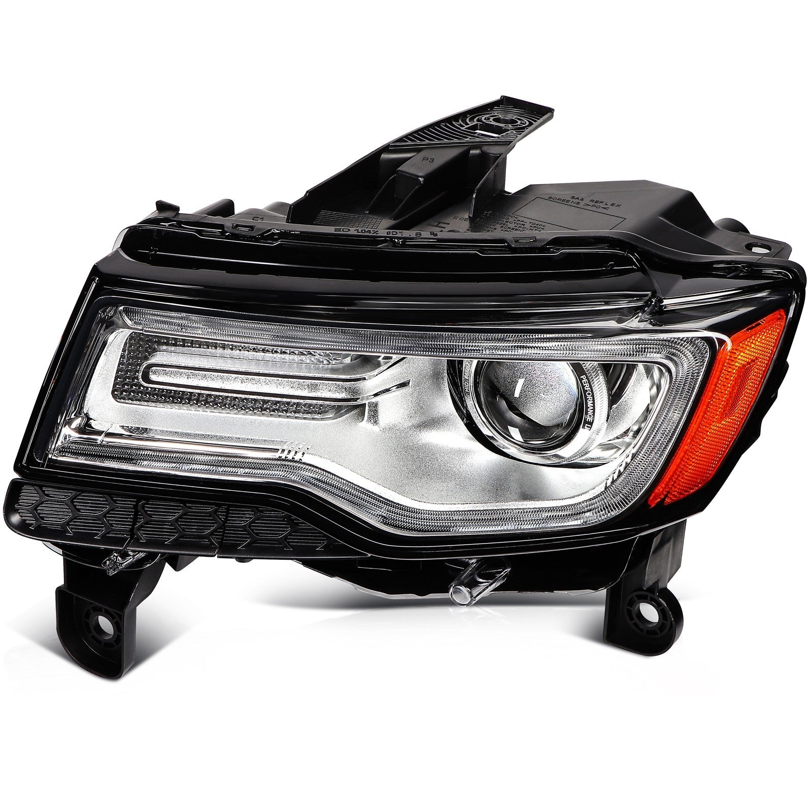 Pair Kit HID Headlights Assembly For 2014-2016 Jeep Grand Cherokee Black Amber 6B93BC-57