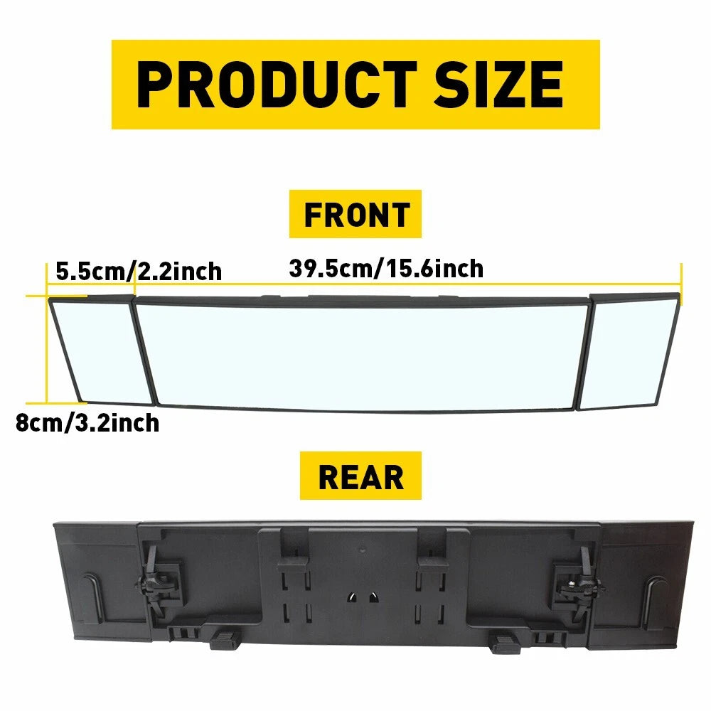 390mm Car Foldable Interior Rear View Mirror Rearview Wide Angle Blind Spot Auto 6B93BC-57