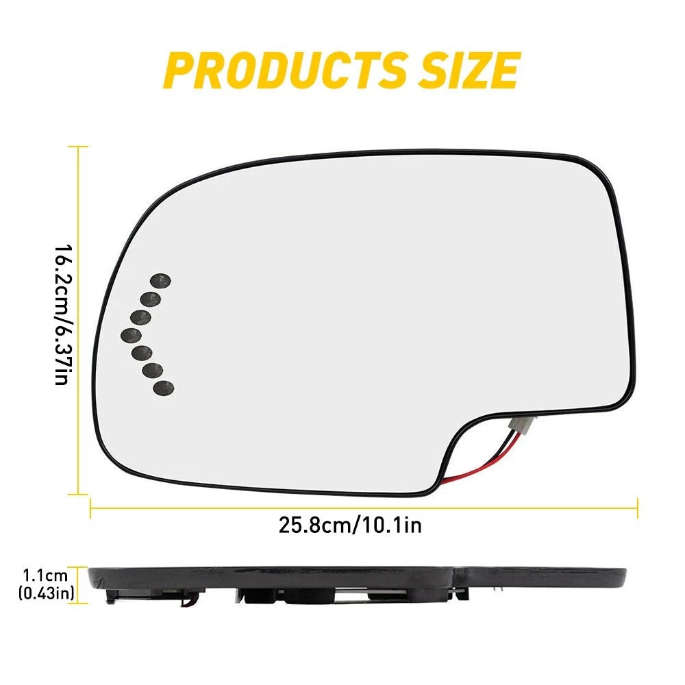 Mirror Glass Heated Turn Driver Signal Side LH for 2003-2007 Chevy GMC Cadillac 6B93BC-57