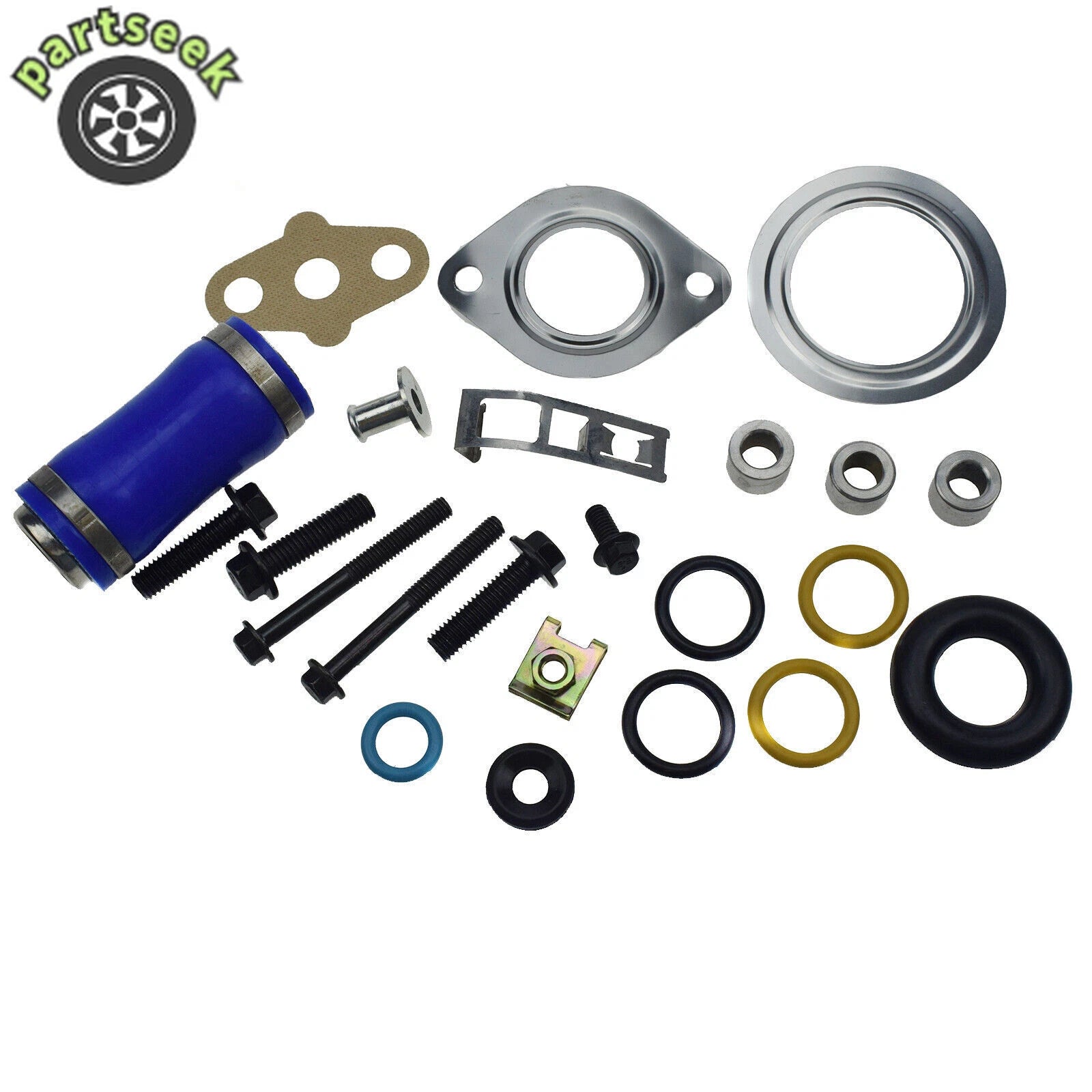 Inlet Manifold Gasket Set & Blue Hose For 03-10 Ford Diesel 6.0L 6B93BC-57