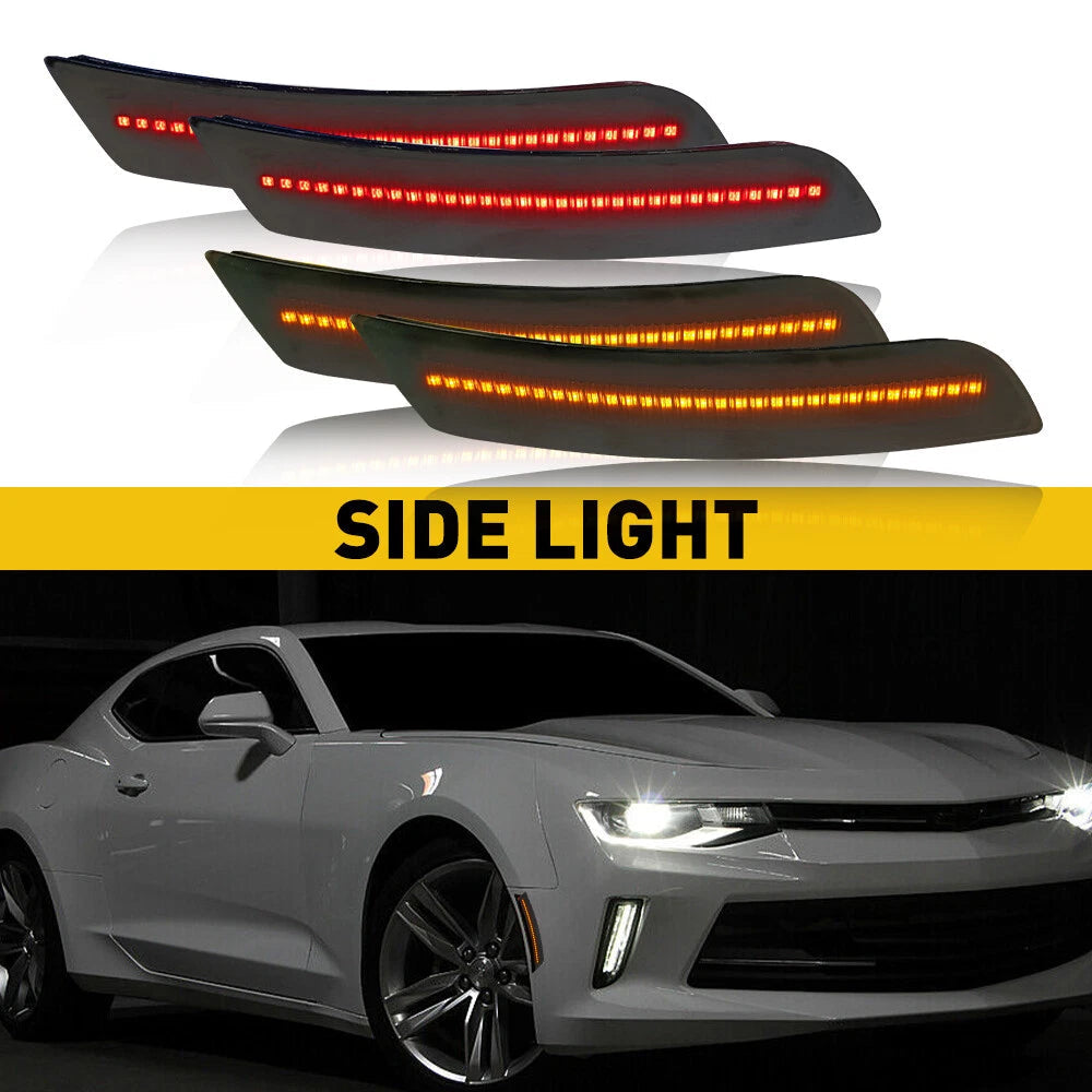 For 2016-2021 Chevy Camaro Front Rear Bumper Side Marker Lights Lamps Smoked LED 6B93BC-57