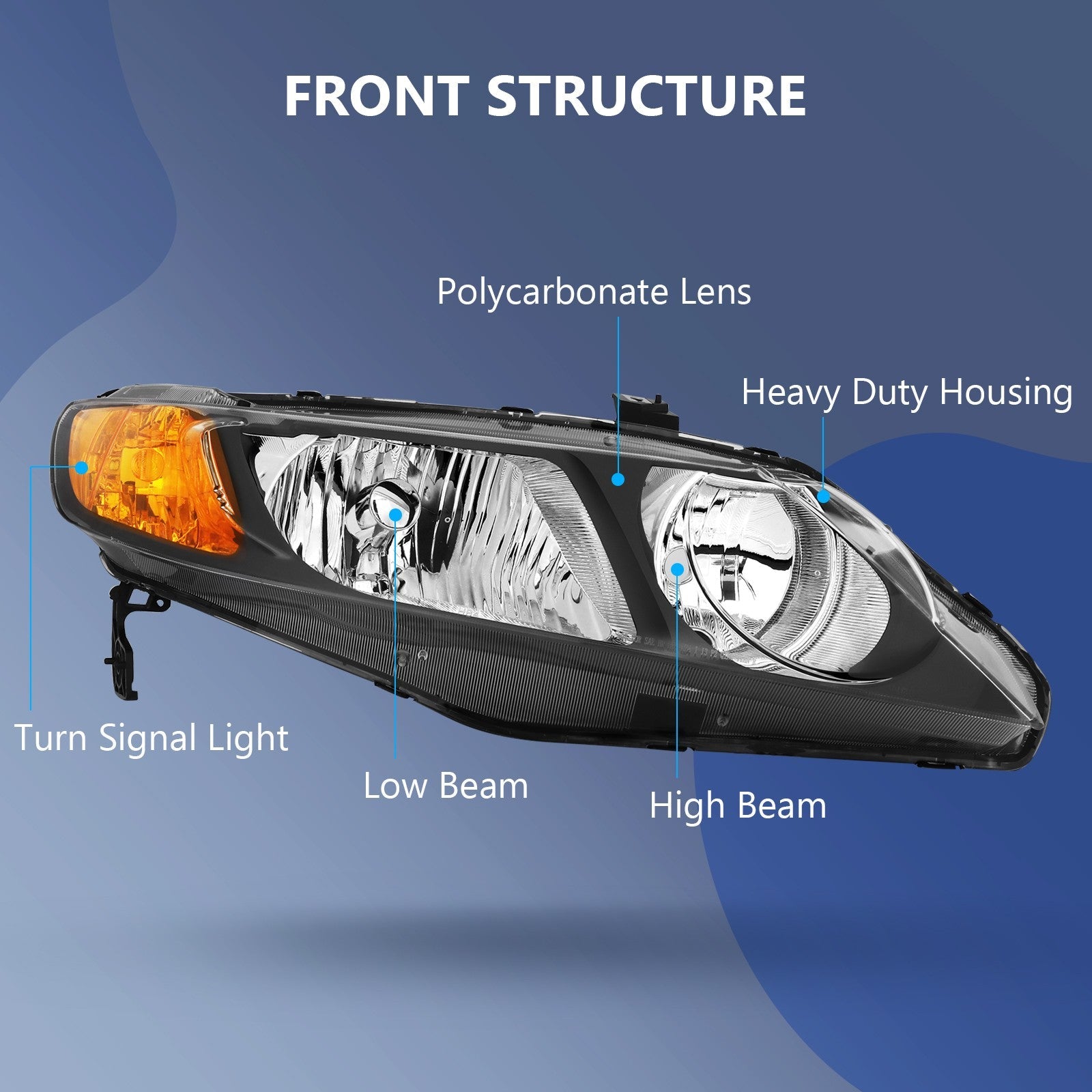 Headlight Assembly For Honda Civic Sedan 4 Door 06-11 Headlamp Assembly Pair Set 6B93BC-57