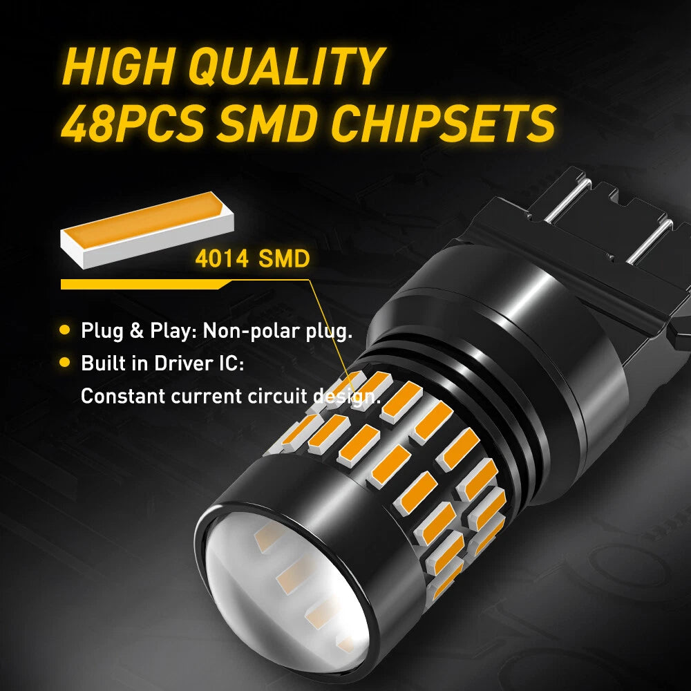 AUXITO NO HYPER FLASH 3157 3156 LED FRONT TURN SIGNAL PARKING LIGHTS BULBS AMBER AUXITO
