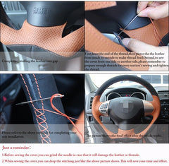 5D Carbon Fiber &Leather Steering Wheel Hand-stitch on Wrap Cover For Mazda 3 6