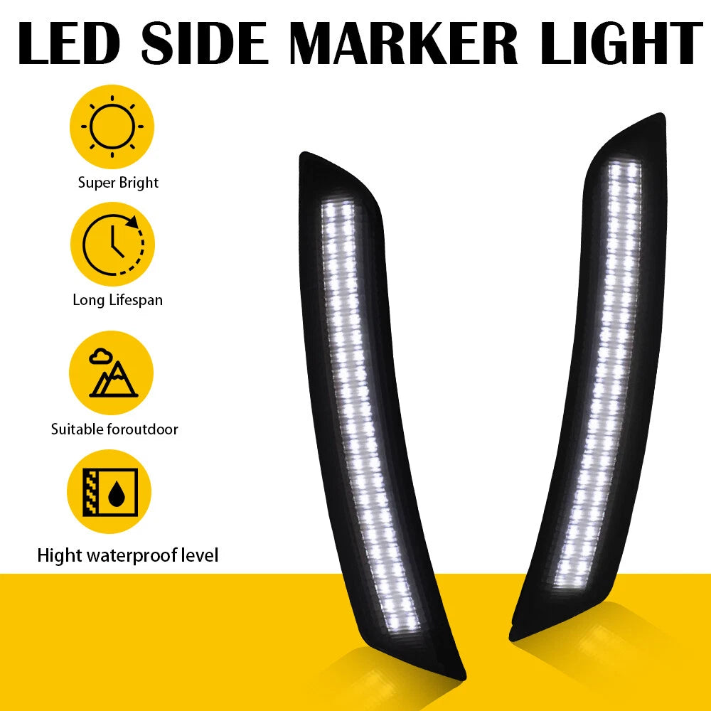 Fits Chevy Camaro 16-21 Smoked LED Side Marker Lights Set Front&Rear Bumper 4PCS 6B93BC-57