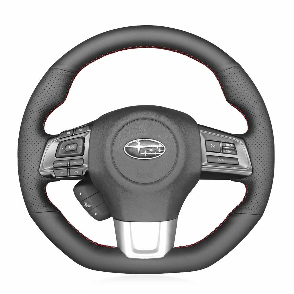 Top Black Leather Steering Wheel Stitch-on Wrap Cover For Subaru WRX STI 15-20