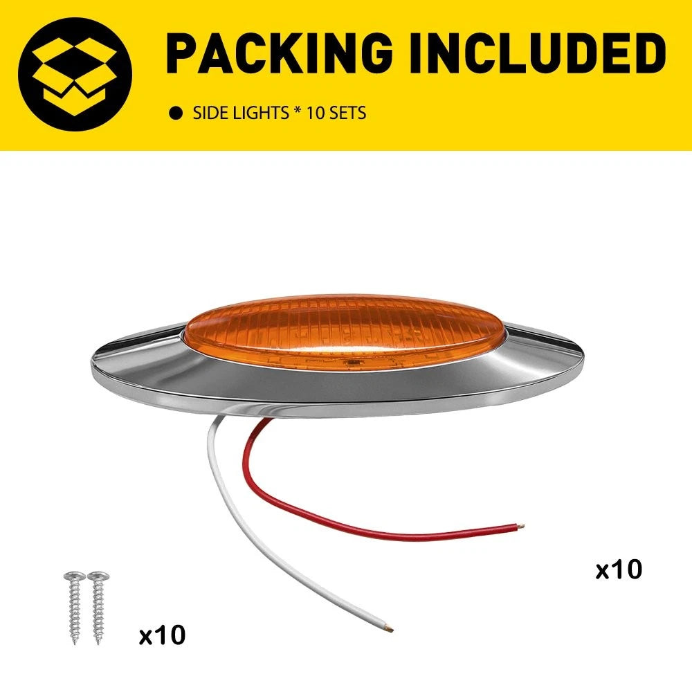 20PCS Marker Light 6.5" LED Truck RV Trailer Oval Clearance Side Light Amber EOA 6B93BC-57