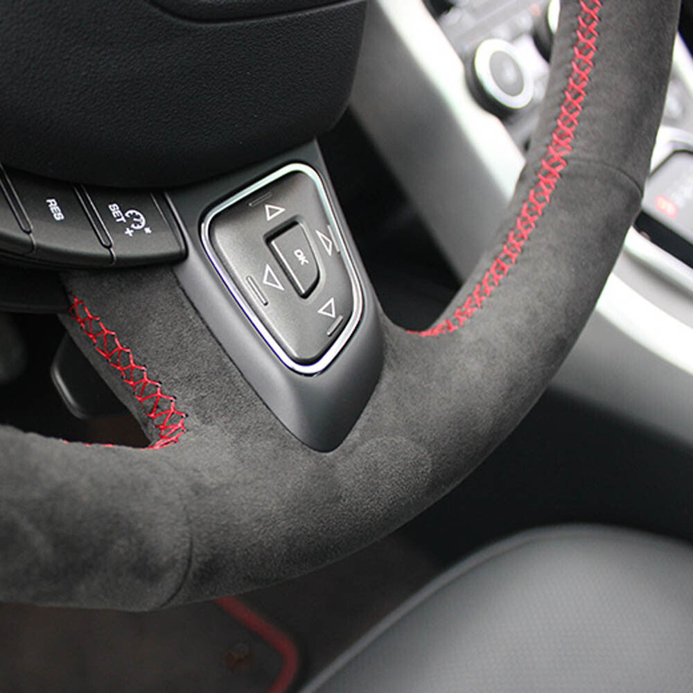 Black Suede Leather Steering Wheel Hand-stitch on Cover For Land Rover Evoque 6B93BC-57