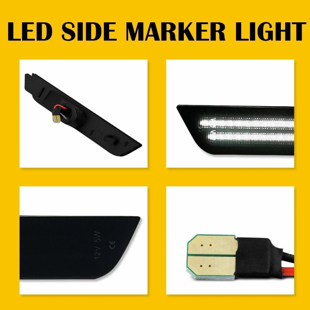 For 2010-2015 Chevy Camaro Smoked Reflector White LED Side Marker Lights 4pcs 6B93BC-57