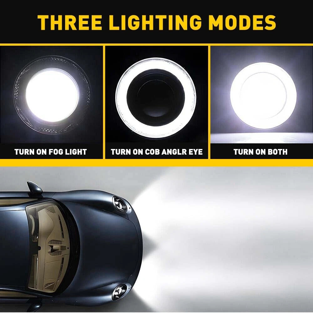 3.5" Car LED Fog Light Projector Driving Lamp Angel Eye Halo Ring DRL White EOA 6B93BC-57