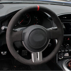 Hand-Sewing Black Suede Leather Steering Wheel Covers Wrap For Scion FR-S 2013+